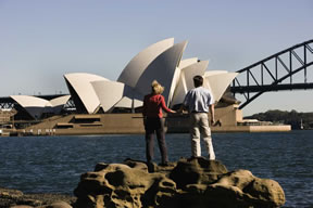 Couple on Celebrity Cruise tour in Sydney, Australia