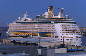 Royal Caribbean Cruise ship docked in the Galveston cruise port
