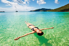 Sun bathing in the Caribbean