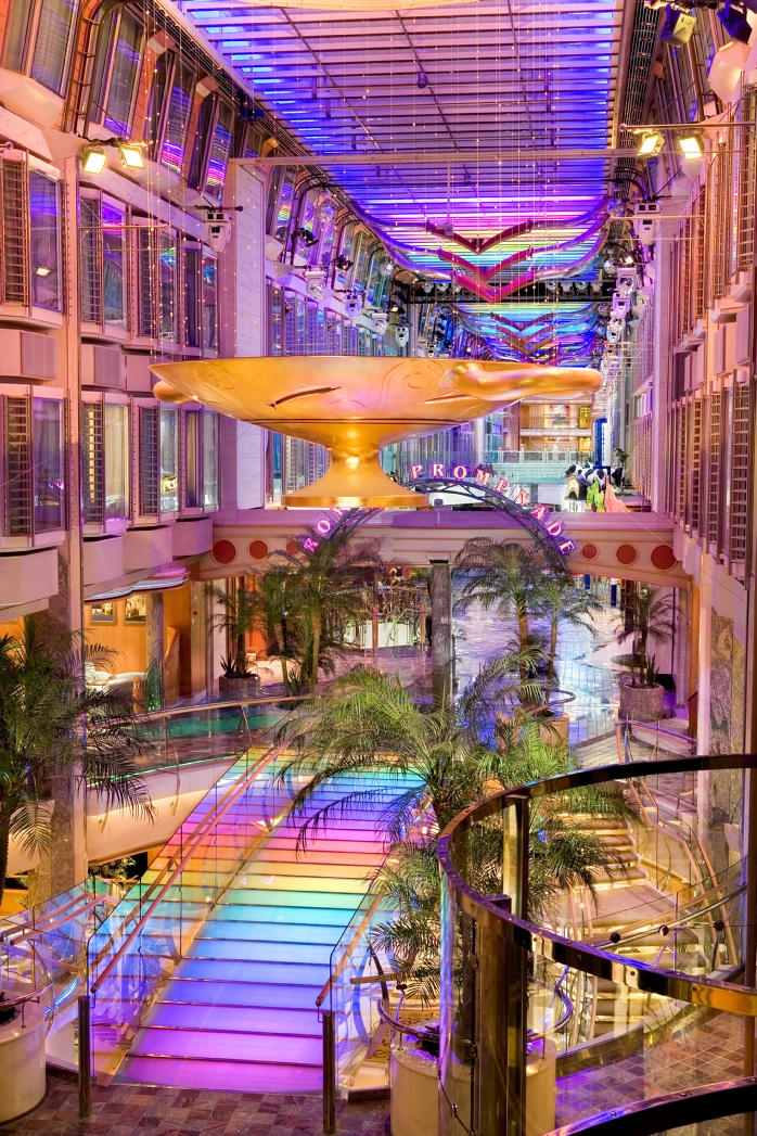 The Royal Promenade Shopping Center in a Royal Caribbean Cruise